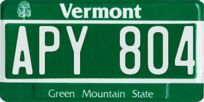 VT license plate APY804