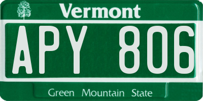 VT license plate APY806