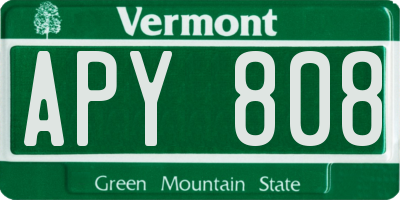 VT license plate APY808