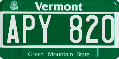 VT license plate APY820