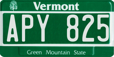 VT license plate APY825