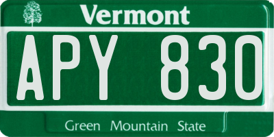 VT license plate APY830
