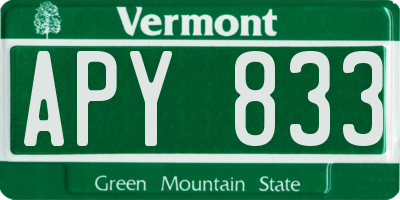 VT license plate APY833