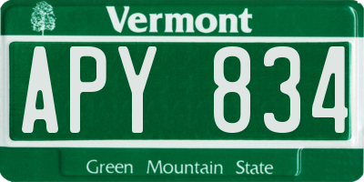 VT license plate APY834