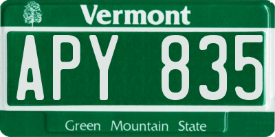 VT license plate APY835