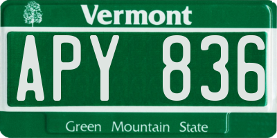 VT license plate APY836