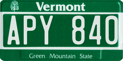 VT license plate APY840