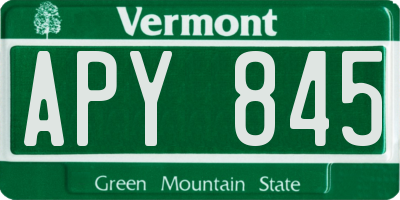 VT license plate APY845