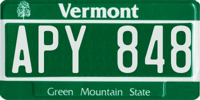 VT license plate APY848