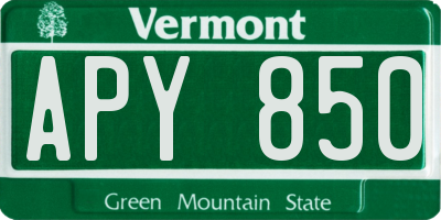 VT license plate APY850