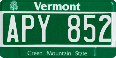 VT license plate APY852