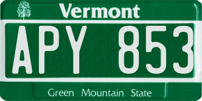 VT license plate APY853