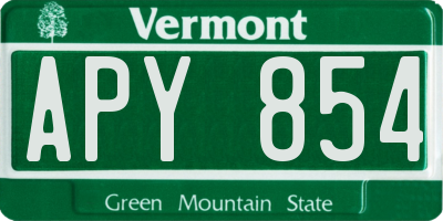 VT license plate APY854
