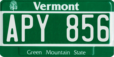 VT license plate APY856