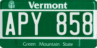 VT license plate APY858