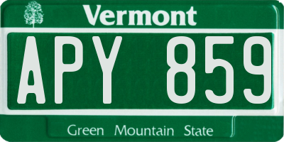 VT license plate APY859