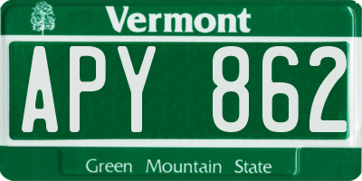 VT license plate APY862