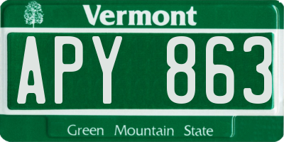 VT license plate APY863