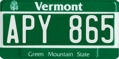 VT license plate APY865