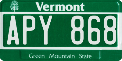 VT license plate APY868