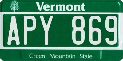 VT license plate APY869