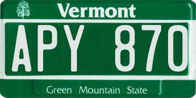 VT license plate APY870