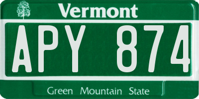 VT license plate APY874