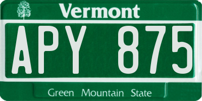 VT license plate APY875