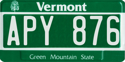 VT license plate APY876