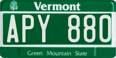 VT license plate APY880