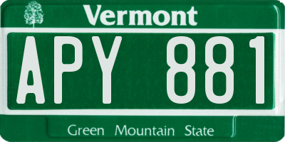 VT license plate APY881