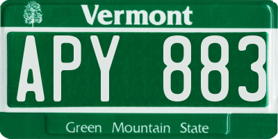 VT license plate APY883