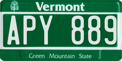 VT license plate APY889
