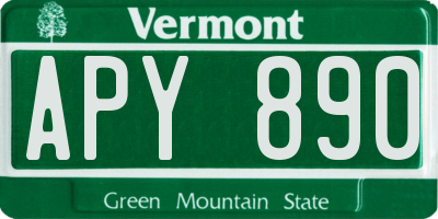 VT license plate APY890
