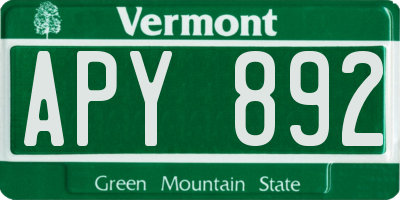 VT license plate APY892