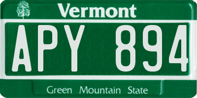 VT license plate APY894