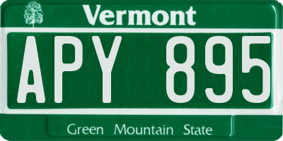 VT license plate APY895