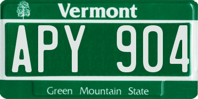 VT license plate APY904
