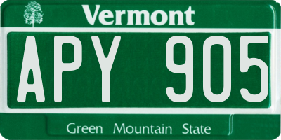 VT license plate APY905