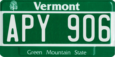 VT license plate APY906