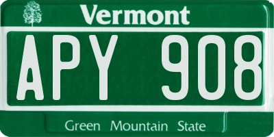 VT license plate APY908