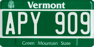 VT license plate APY909