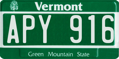 VT license plate APY916