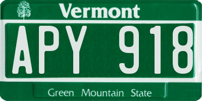 VT license plate APY918