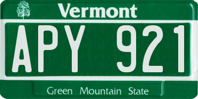 VT license plate APY921