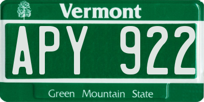 VT license plate APY922