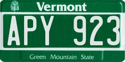 VT license plate APY923