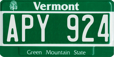 VT license plate APY924