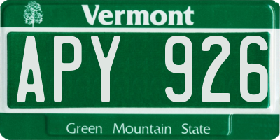 VT license plate APY926