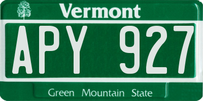 VT license plate APY927
